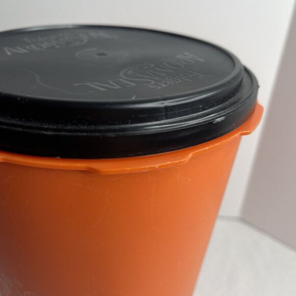 Folgers AromaSeal Vintage Tupperware 11” Tall Orange Black Lid Coffee Rare - Picture 4 of 15